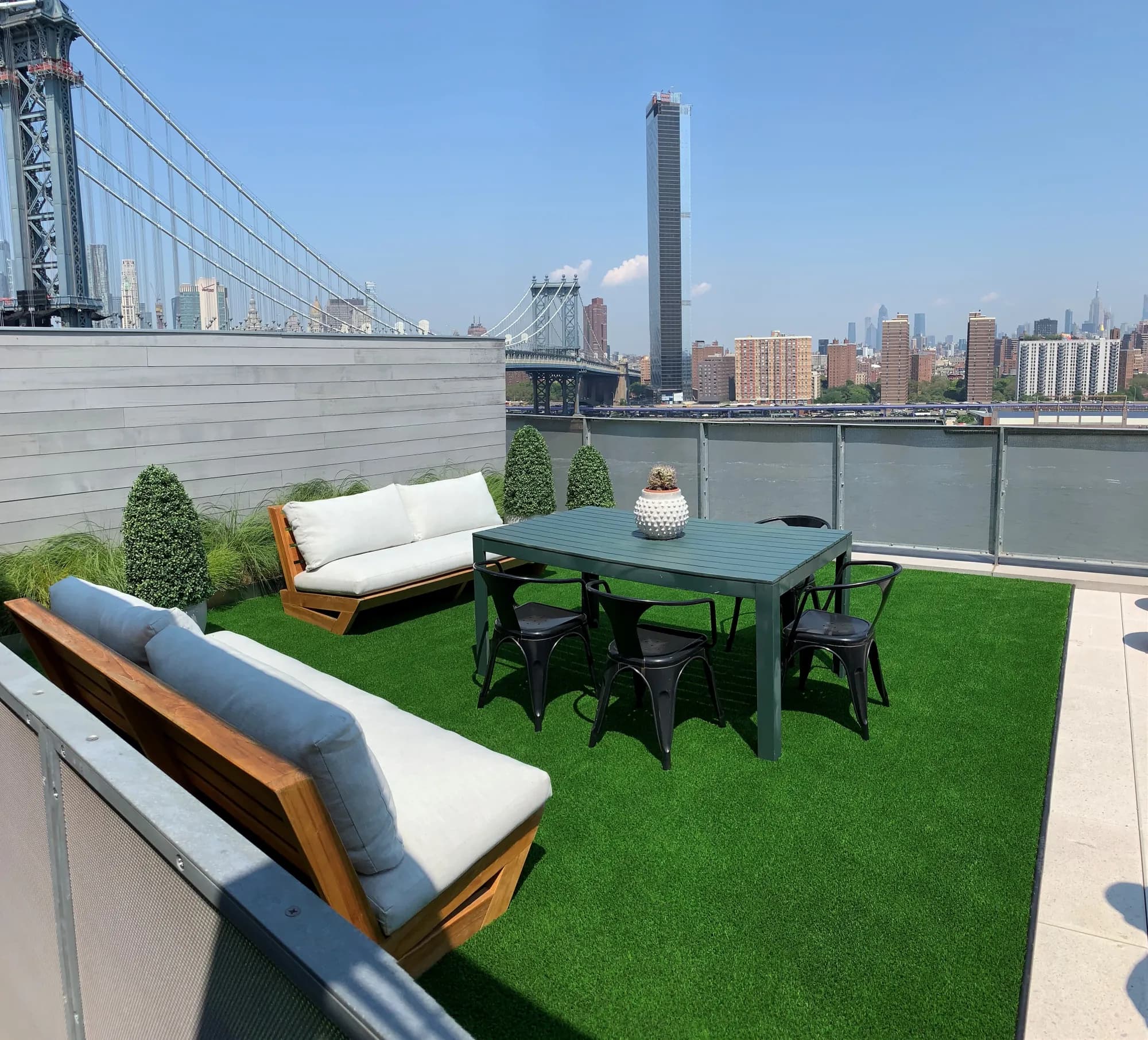Landscaped Manhattan rooftop terrace with planted greenery