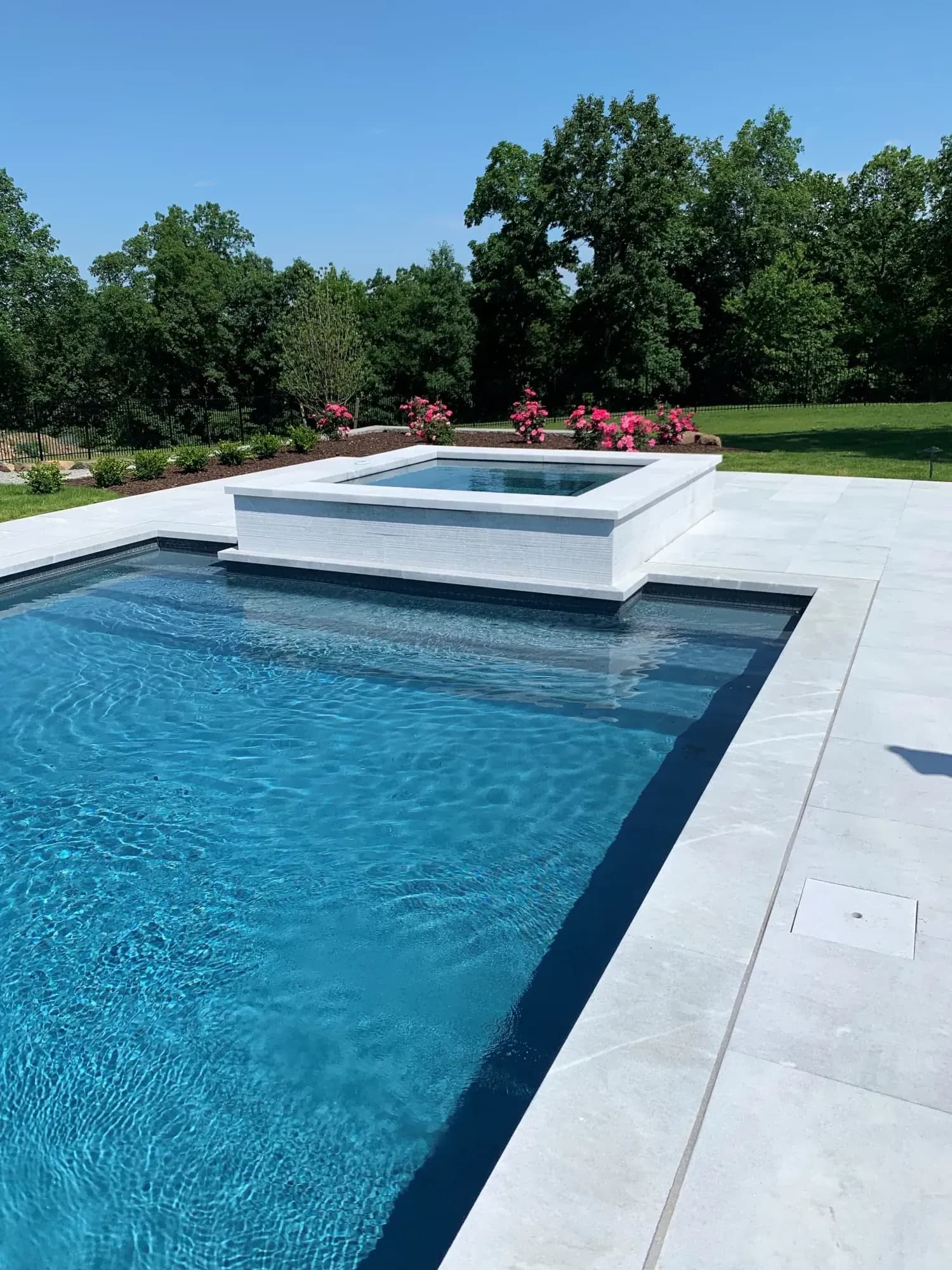 Poolside patio and landscaping on a Westchester property